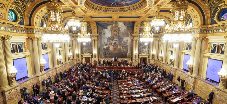 The Pennsylvania House of Representatives during the governor’s budget address.