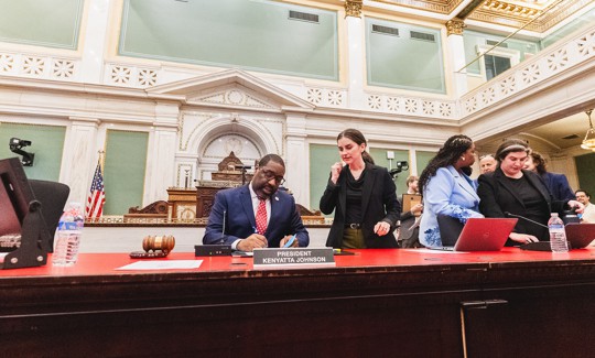 Philadelphia City Council President Kenyatta Johnson, seated, during the Committee of the Whole on June 4, 2026.