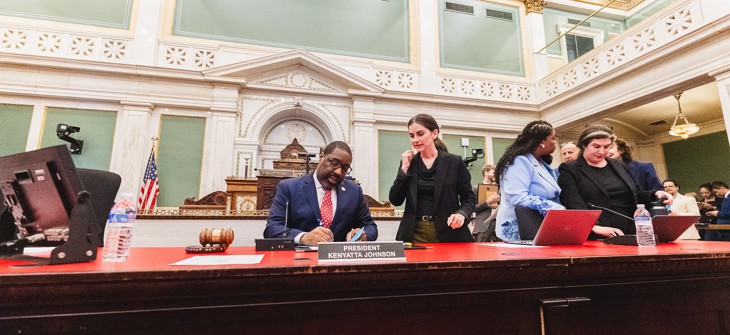 Philadelphia City Council President Kenyatta Johnson, seated, during the Committee of the Whole on June 4, 2026.
