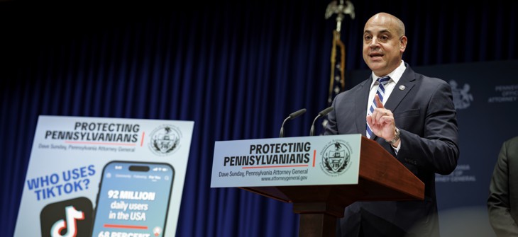 Attorney General David Sunday announces a lawsuit against TikTok.