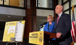 Pennsylvania Attorney General Dave Sunday was joined by state Sen. Tracy Pennycuick at his press conference announcing a lawsuit against Snapchat on Aug. 25, 2026.