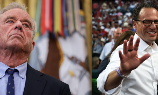 Health and Human Services Secretary Robert F. Kennedy Jr. , left; Gov. Josh Shapiro, right