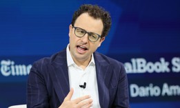 CEO and co-founder of Anthropic Dario Amodei speaks onstage during the 2025 New York Times Dealbook Summit at Jazz at Lincoln Center on December 03, 2025, in New York City