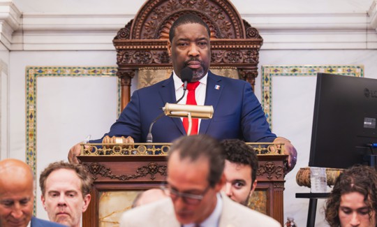 Philadelphia City Council President Kenyatta Johnsons presides over a Council meeting on June 11, 2026