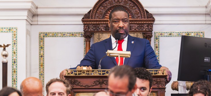 Philadelphia City Council President Kenyatta Johnsons presides over a Council meeting on June 11, 2026