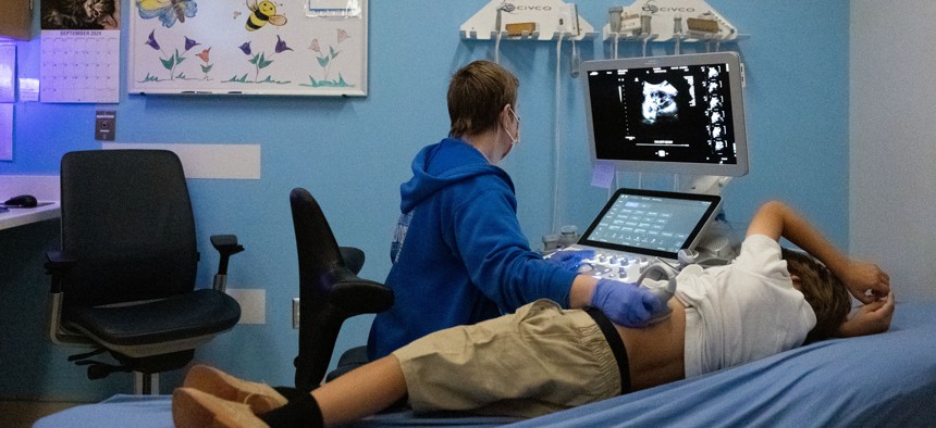 A patient at the Children’s Hospital of Philadelphia in 2024.