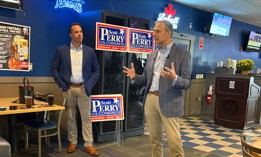 U.S. Rep. Scott Perry campaigned with former MLB star Mark Teixeira and U.S. Rep. Andrew Clyde on Wednesday. 