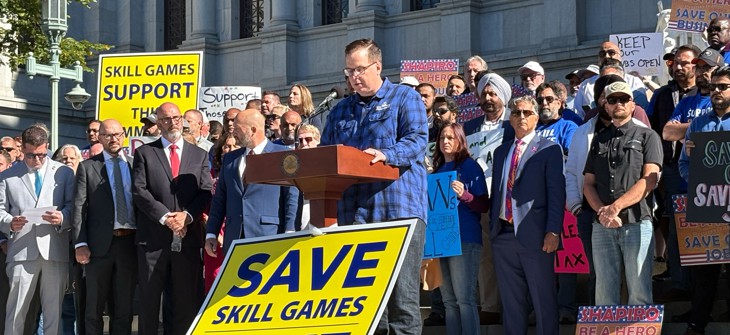 Hundreds rallied at the state Capitol on Tuesday in support of legislation that would tax and regulate skill games.