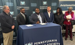 State lawmakers speak at the Pennsylvania Prison Society’s press conference on Monday, October 26, 2026 to announce bus program funding